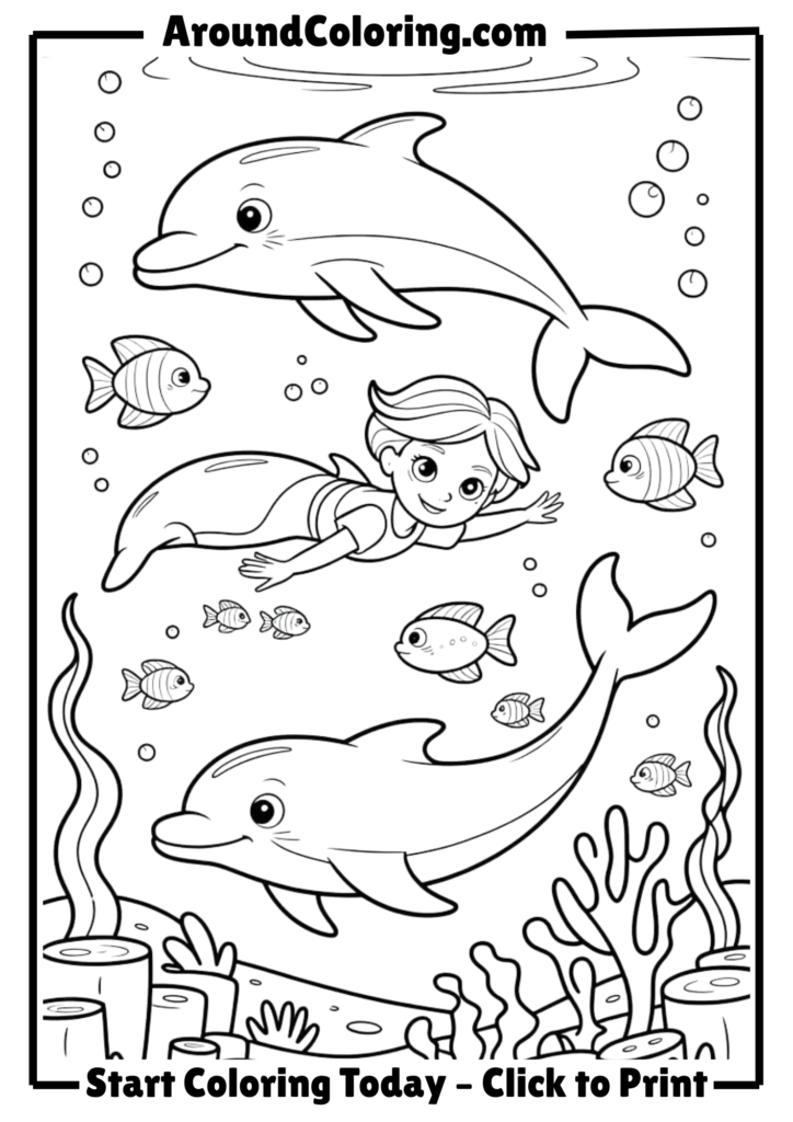 Alex Swimming with Dolphins