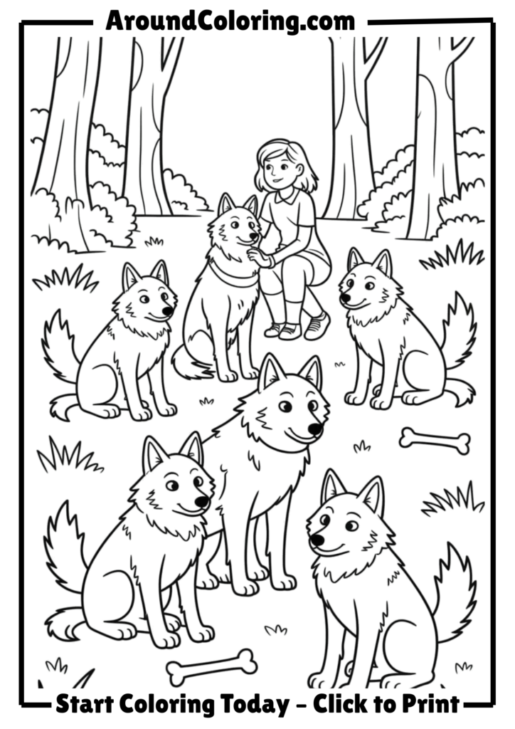 Alex with Tamed Wolves