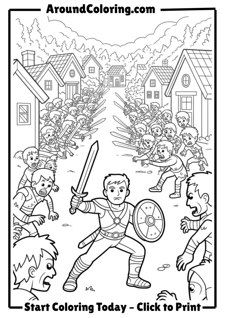 Steve Protecting a Village